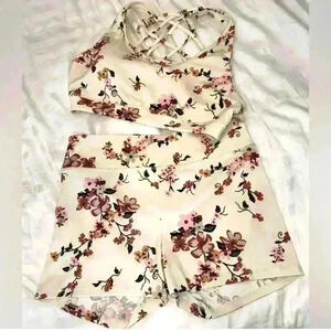 NWOT ShoSho Biker Short & Sports Bra Set